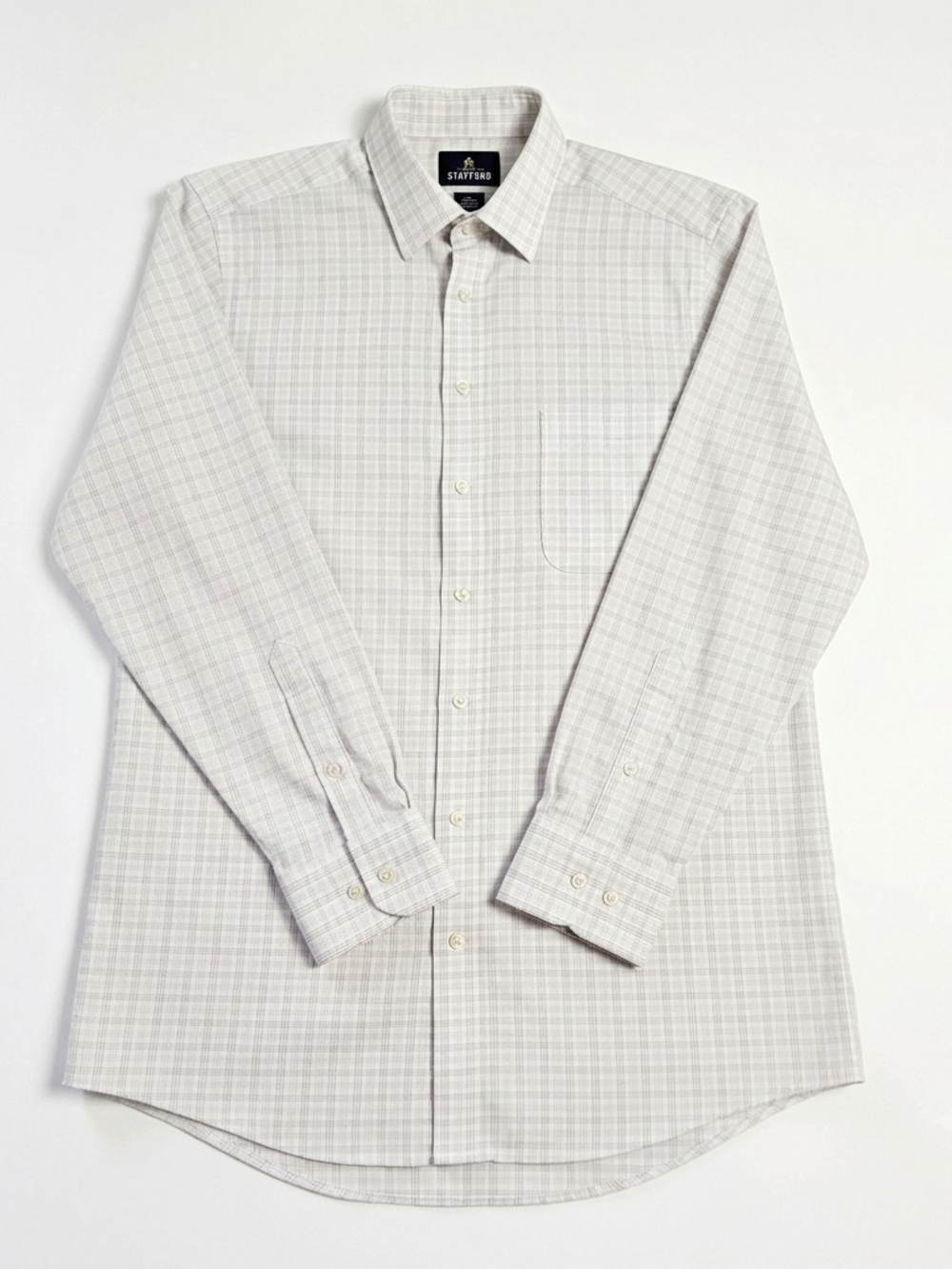 Stafford Slim Fit Sweat Repel Plaid Dress Shirt